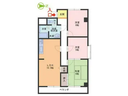 大久保マンション(3LDK/4階)の間取り写真