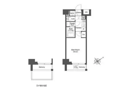 AIFLAT中目黒 アイフラット中目黒(1K/1階)の間取り写真