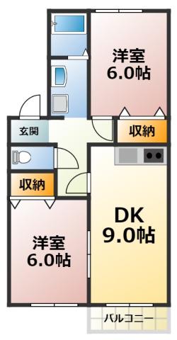 セジュールリベルテ(2DK/1階)の間取り写真