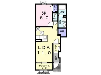 カームリー・クレメント(1LDK/1階)の間取り写真