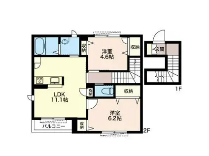 CASTLE FORENA(2LDK/2階)の間取り写真