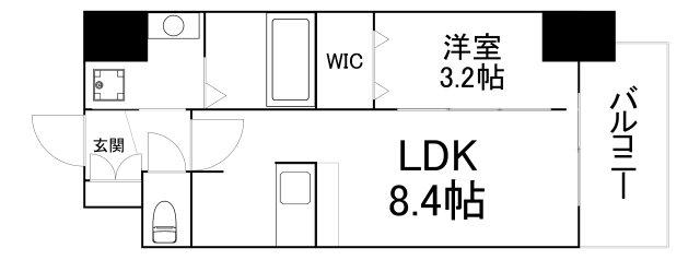 ソルテラスOSAKA緑橋クレアスト(1LDK/14階)の間取り写真