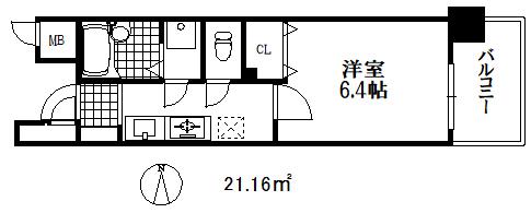 プレサンス新神戸(1K/4階)の間取り写真