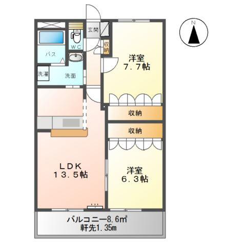 プロニティ21(2LDK/2階)の間取り写真