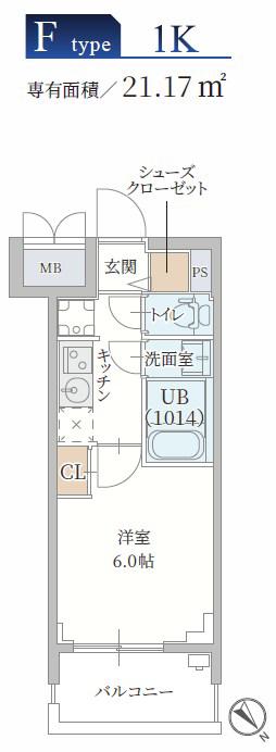 プランドール新北野(1K/7階)の間取り写真