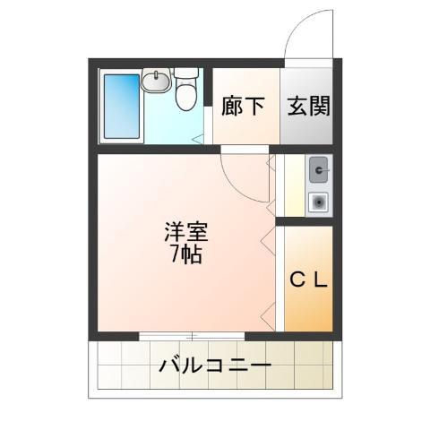 永田マンション(ワンルーム/3階)の間取り写真