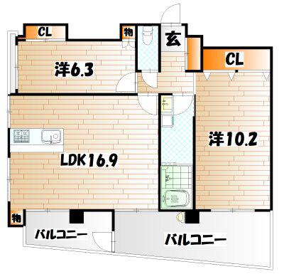 フェルト5(3LDK/2階)の間取り写真