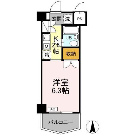 ジュネス西生田(1K/2階)の間取り写真