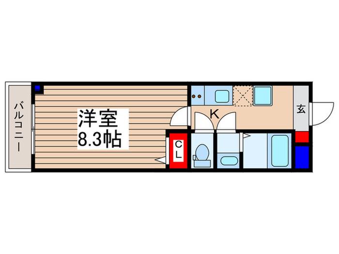岸町Z-MAISON A棟(1K/2階)の間取り写真