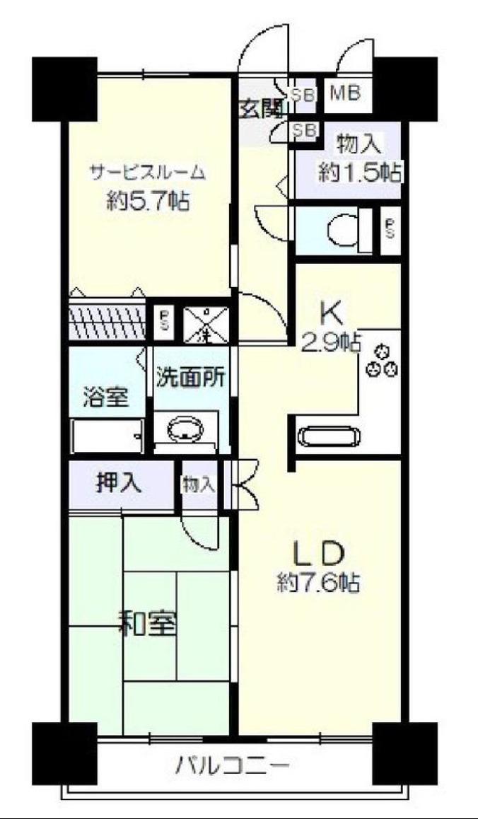 南千住サニーコート(2LDK/3階)の間取り写真