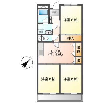 佐久間ハイツ(3DK/3階)の間取り写真