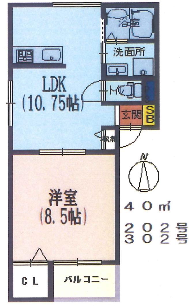 SAN・FROURISH(1LDK/2階)の間取り写真