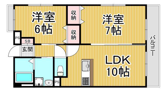 サン・ウエストパレス(2LDK/1階)の間取り写真