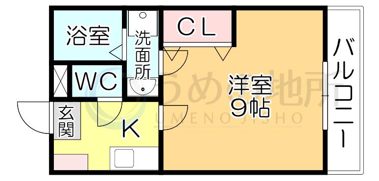 リブレア久留米駅前C棟(1K/1階)の間取り写真