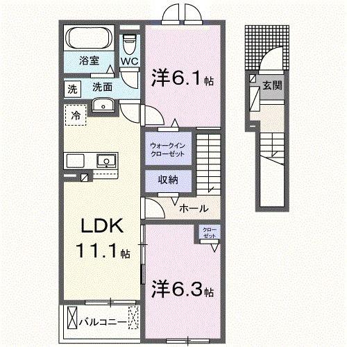 プルミエールSII(2LDK/2階)の間取り写真