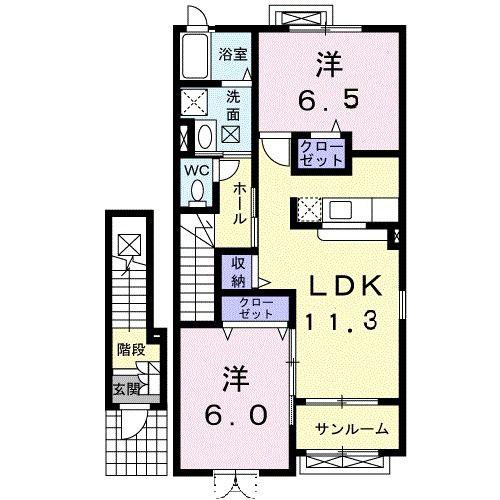 クオーレI(2LDK/2階)の間取り写真