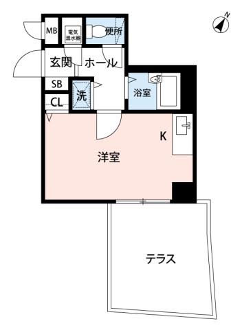 じゅうグランドモア渡辺通南II(ワンルーム/1階)の間取り写真