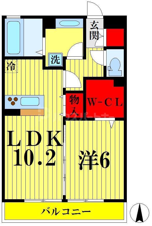 サニーコート(1LDK/2階)の間取り写真
