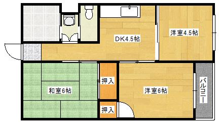 片山ビル(3DK/6階)の間取り写真