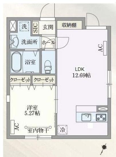 PASEO目黒II(1LDK/4階)の間取り写真