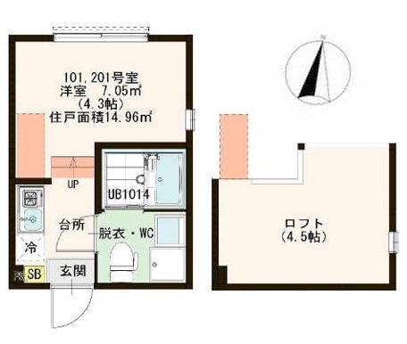 ハーモニーテラス中川II(ワンルーム/1階)の間取り写真