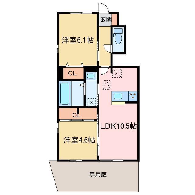 JR予讃線 多喜浜駅 徒歩27分 2階建 築4年(2LDK/1階)の間取り写真