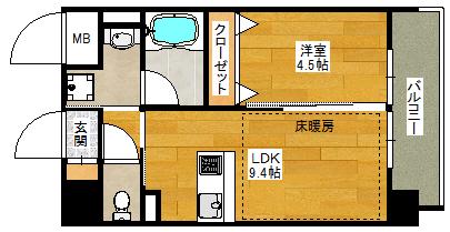 第25関根マンション(1LDK/7階)の間取り写真