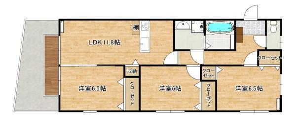 グランルーチェ参番館(3LDK/1階)の間取り写真