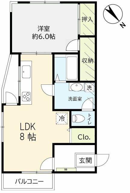 メゾン芝原(1LDK/3階)の間取り写真
