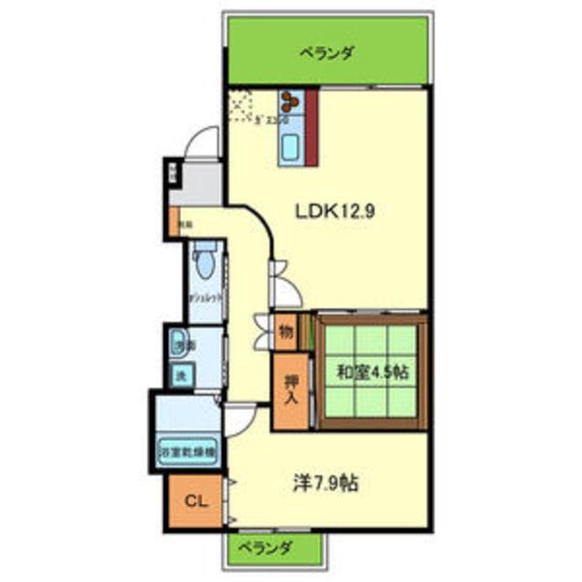 FOREST南植松(2LDK/1階)の間取り写真