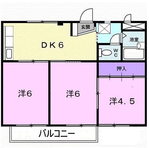 リプルスハイツB(3DK/2階)の間取り写真