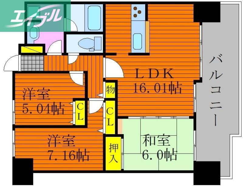 アルファステイツ新屋敷公園(3LDK/2階)の間取り写真