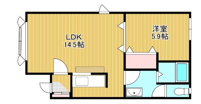 ベルハウスII(1LDK/1階)の間取り写真