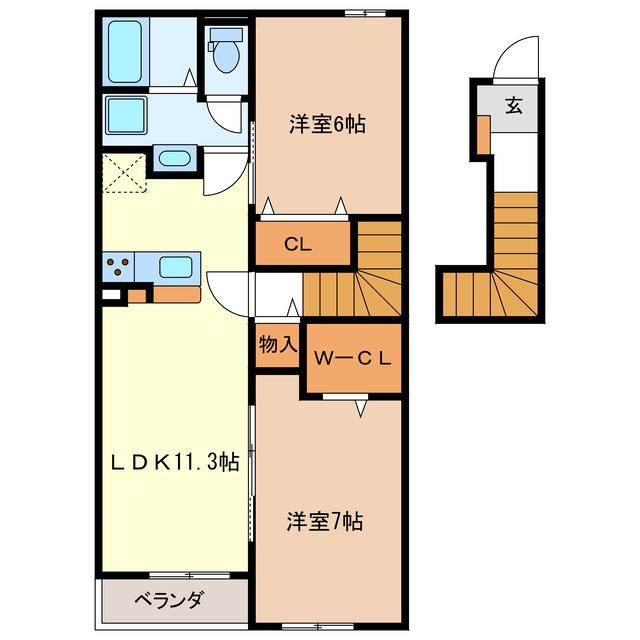 グレイス シラツカ(2LDK/2階)の間取り写真