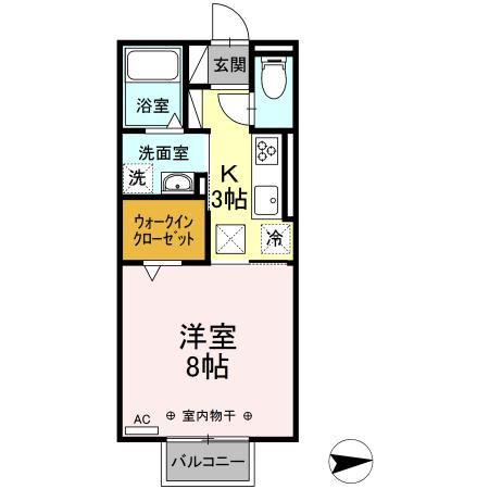 近鉄名古屋線 楠駅 徒歩2分 2階建 築4年(1K/1階)の間取り写真