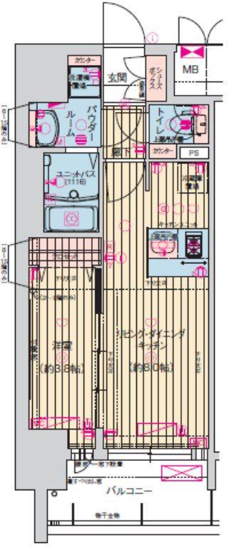 プレサンス名古屋駅ゲート(1LDK/8階)の間取り写真