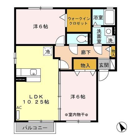クラウディアコートII(2LDK/2階)の間取り写真