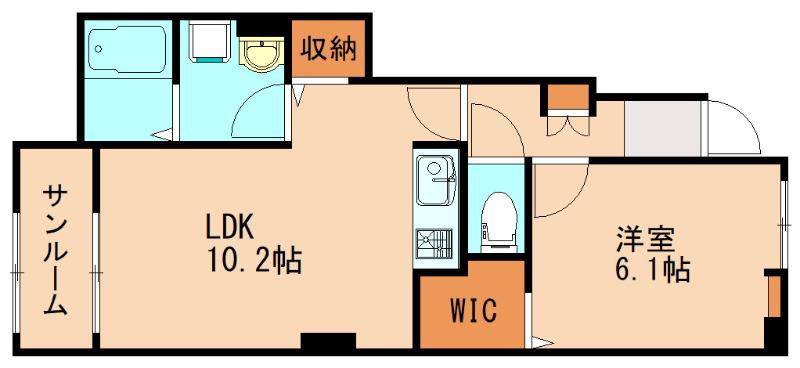 オーリュー下三緒(1LDK/1階)の間取り写真