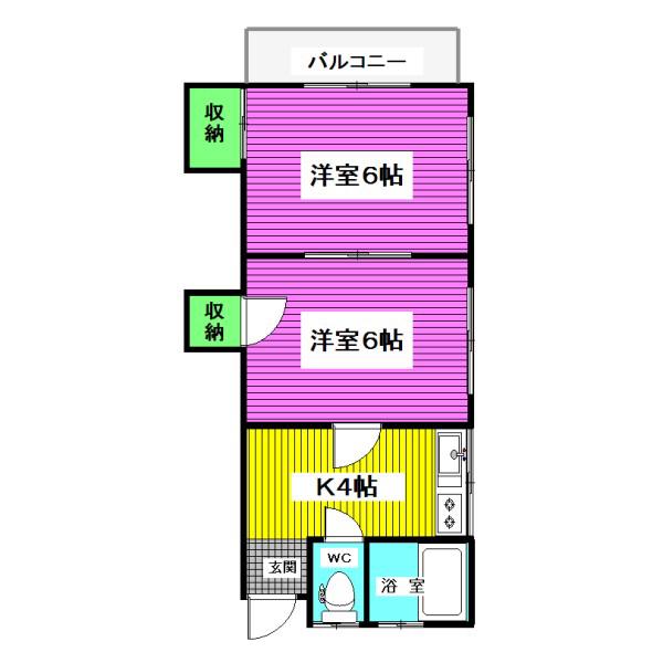 田中コーポ(2K/1階)の間取り写真