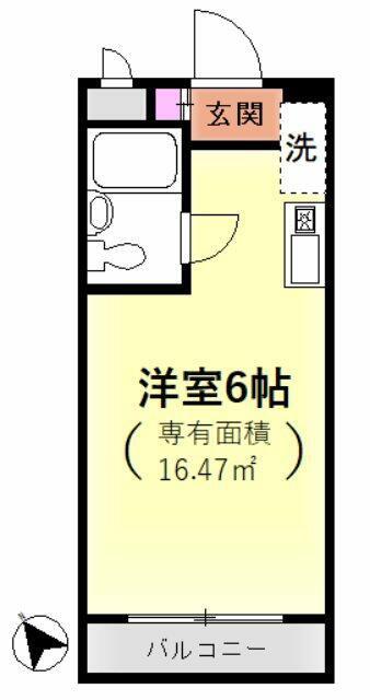 アーバン津田沼(1K/2階)の間取り写真