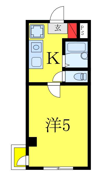 清水町マンション(1K/2階)の間取り写真