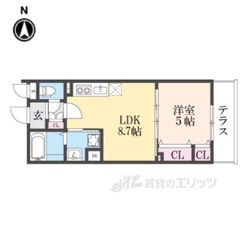 クリエオーレ倉治(1LDK/1階)の間取り写真