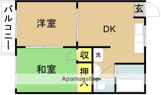 はまゆうハイツA(2DK/1階)の間取り写真