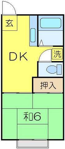 サンライズアパートメントD棟(1DK/1階)の間取り写真