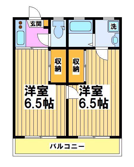 多摩川レジデンス(2K/2階)の間取り写真