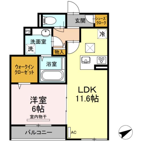 TWINS II(1LDK/1階)の間取り写真