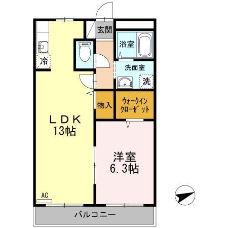 JR山陽本線 新山口駅 徒歩12分 5階建 築22年(1LDK/5階)の間取り写真