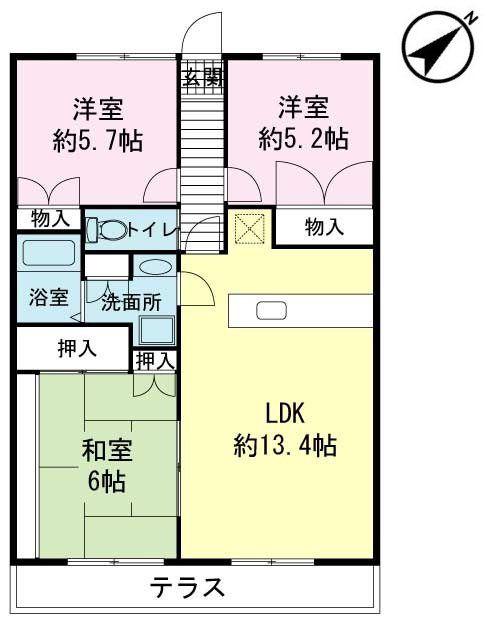 コーナス・ガーデンA棟(3LDK/1階)の間取り写真