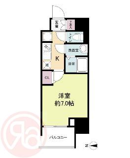 WORVE大阪本町(1K/3階)の間取り写真