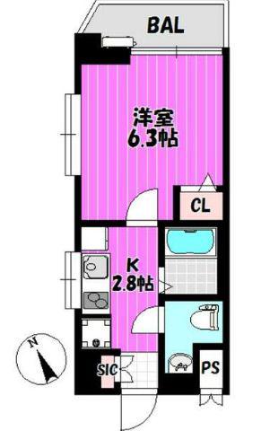 フランボアーズ元代々木町(1K/2階)の間取り写真
